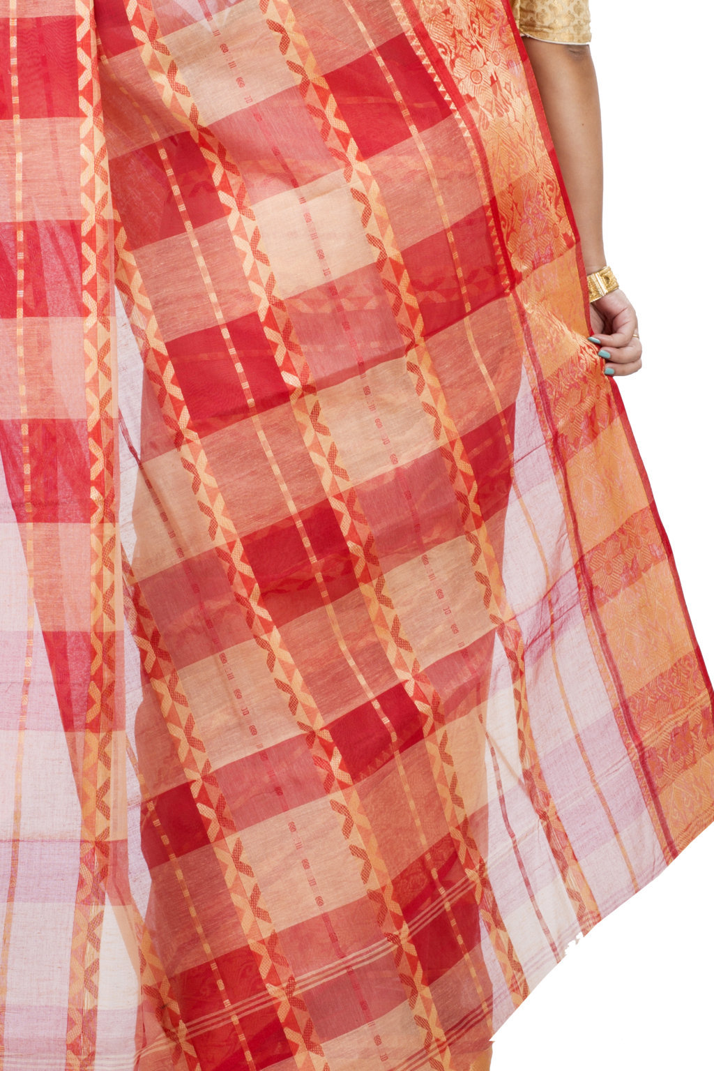 White Pure Cotton SonaJhuri Desiging Tant Saree (111)